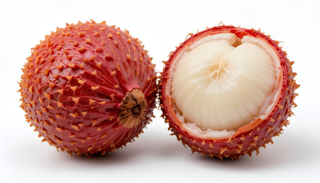 Fresh bayberry fruit with vibrant red skin and white pulp