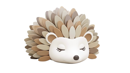 Cute stylized hedgehog with closed eyes and petal-like quills