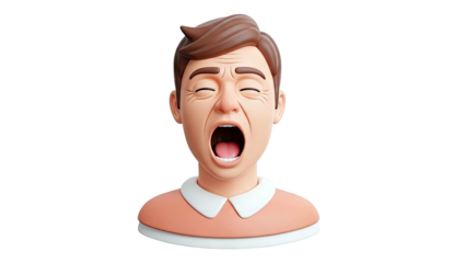 3D Render of a Man Yawning with Eyes Closed