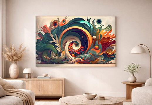 Beige And White Large Canvas Interior Mockup