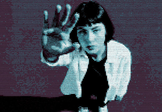 Blue And Purple Pixel Art Retro Game Photo Effect