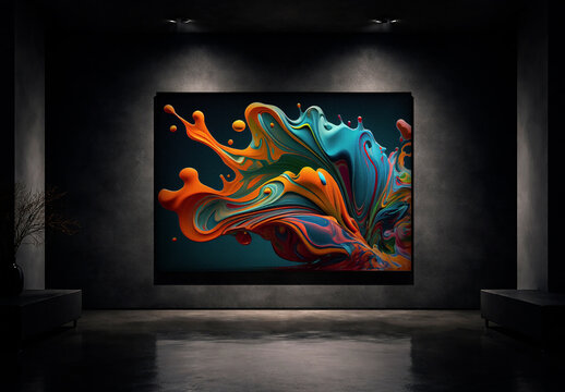Black And Orange Large Canvas Interior Mockup Wall Art Gallery