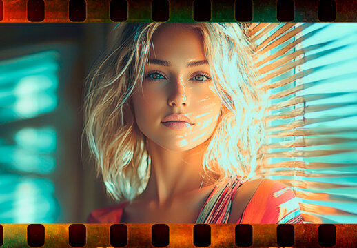 Cyan And Orange Vintage Slide Film Cross Processing Photo Effect