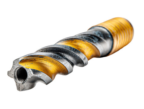 Close-up of a worn titanium nitride coated drill bit