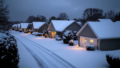 Urban winter night scene with pedestrians walking on a slushy street, cars with bright headlights, and festive city lights creating a vibrant, reflective atmosphere