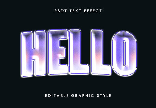 Blue And Pink Holographic Steel Text Effect Chrome Shiny Font