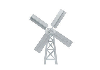 A detailed illustration of a traditional windmill with four blades and a sturdy base isolated on transparent background