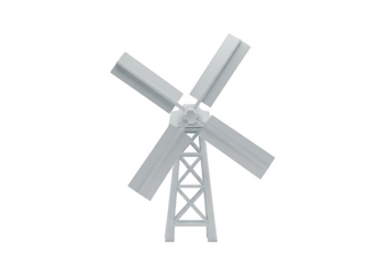 A detailed illustration of a traditional windmill with four blades and a sturdy base isolated on transparent background