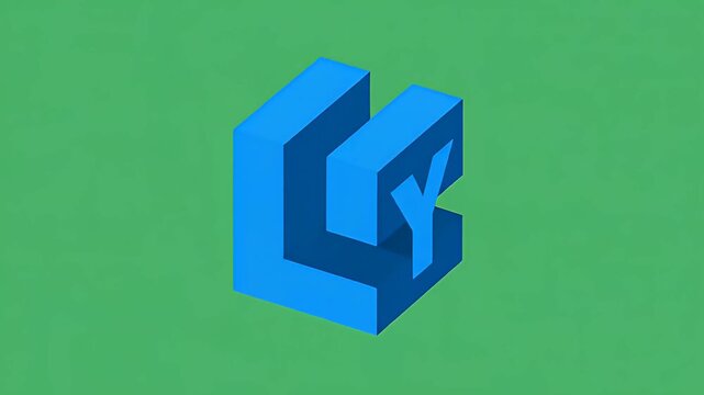 Blue Letter Y Logo Animation Minimalist Green Background Footage