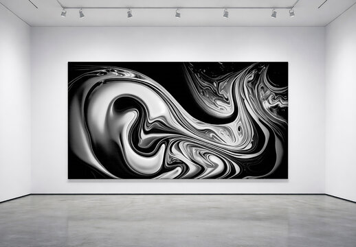 Black And White Large Canvas Interior Mockup Minimalist Art Gallery