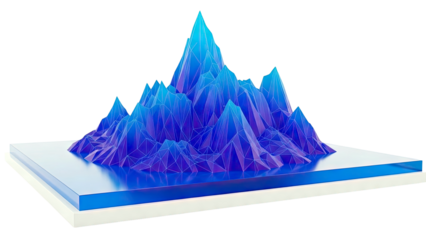 Abstract Blue Low Poly Mountain Landscape