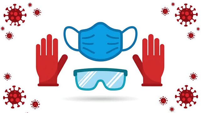 Blue Mask Red Gloves Safety Goggles Protection Equipment