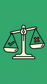 Balance Scale Shows Yes Check Mark Versus No Cross Mark