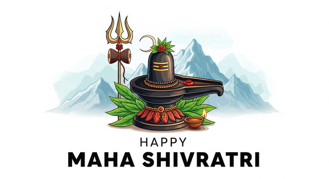 Beautiful realistic lord shiva shivling for maha shivratri festival card background