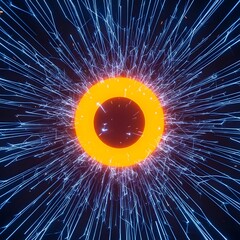 Obraz premium Abstract glowing ring with radiating lines creates a visually striking composition