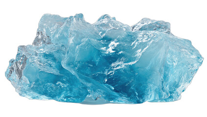 A translucent, crystalline blue mineral fragment with sharp, irregular facets