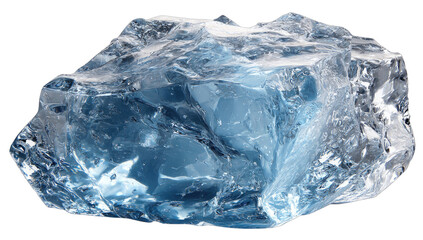 Large, faceted chunk of translucent blue ice-like material, detailed