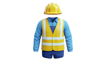 Construction Worker's Outfit: Hard Hat, Vest, Shirt, and Overalls
