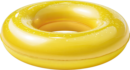Bright yellow inflatable ring with white speckles, resembling a donut