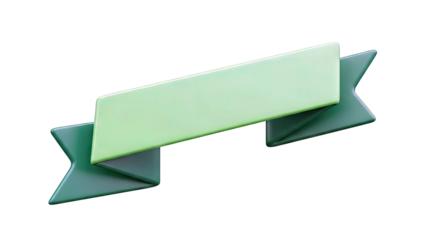 Green 3D Ribbon Banner with Copy Space