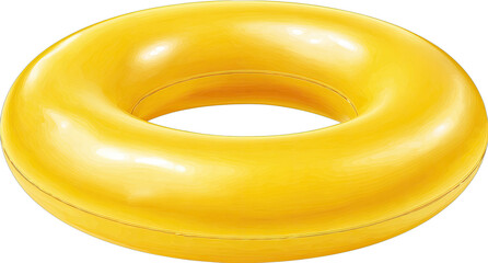 Bright yellow inflatable ring, isolated on a white background, perfect for summer fun