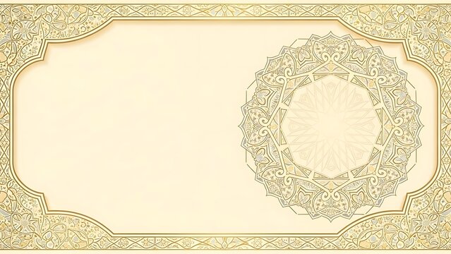 Ornate gold border and mandala pattern on cream background.