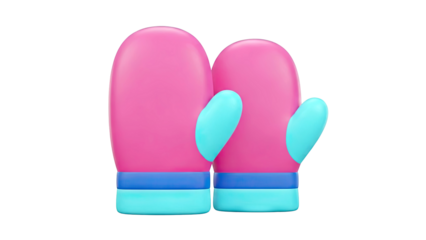 Pink and Blue 3D Mittens