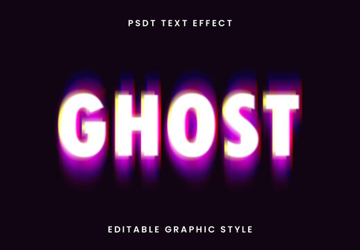 White And Purple Chromatic Trail Ghosting Text Effect Blurry Glow Font