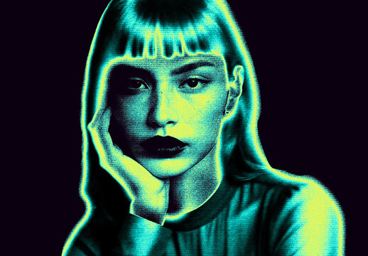 Yellow And Green Fluorescent Portrait Photo Effect