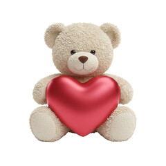 Fluffy teddy bear holding a large red heart