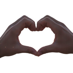 Silhouette of human hands forming a heart shape against light