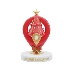 Fototapeta premium Holiday store locator icon with christmas tree pin