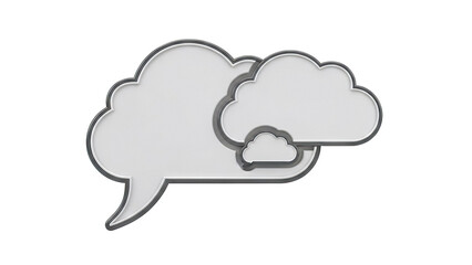 Three white speech bubbles in a cloud shape on a white background