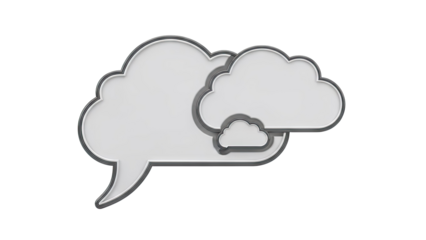 Three white speech bubbles in a cloud shape on a white background
