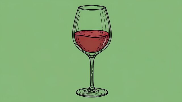 Animation Glass Wine Candle Light Green Background Loop