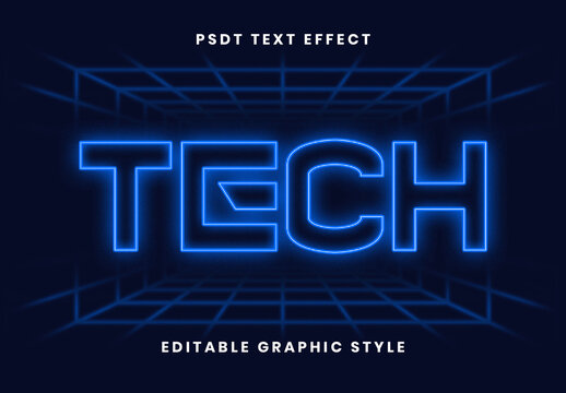 Futuristic Grid Neon Outline Text Effect