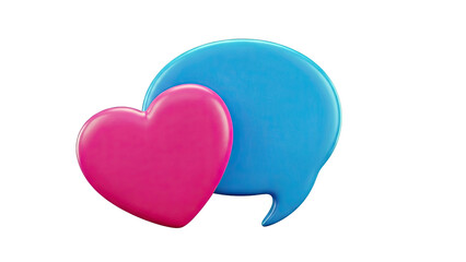 Pink Heart and Blue Speech Bubble 3D Icon