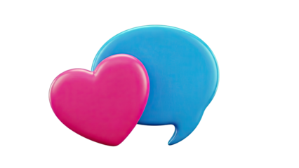 Pink Heart and Blue Speech Bubble 3D Icon