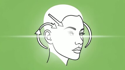 Animation of Woman's Head Showing Movement and Directional Arrows