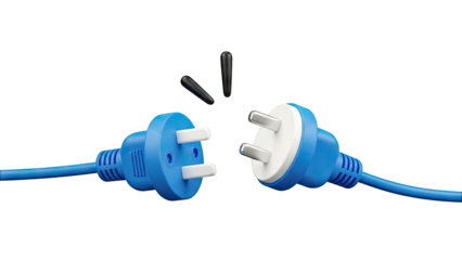 Unplugged Blue Electrical Plugs