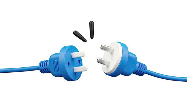 Unplugged Blue Electrical Plugs