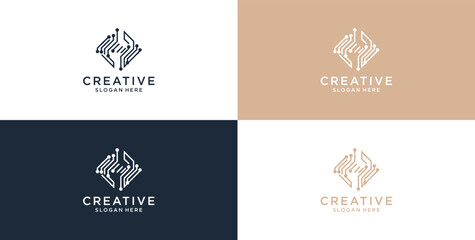 modern technology icon logo design