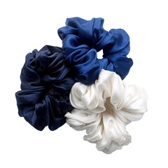 Navy blue silk hair scrunchie accessory variety color transparent background