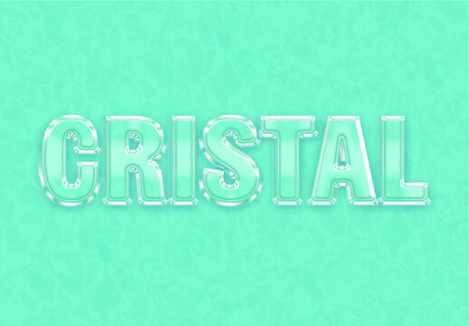 White And Mint Shiny Glass 3D Text Effect Transparent Crystal Outline Font