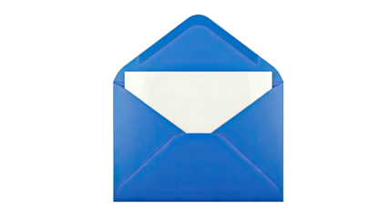 Open Blue Envelope with White Paper Inside