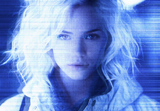 Blue Futurist Hologram Photo Effect