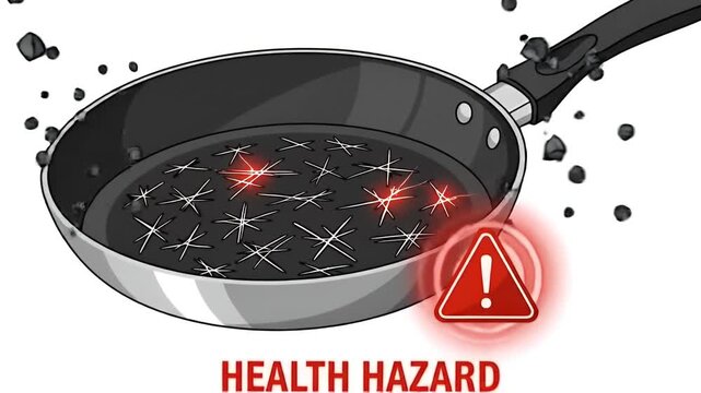 Burnt Food In Frying Pan Health Hazard Warning Symbol
