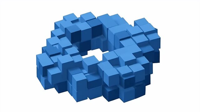 Blue Cube Torus Abstract Geometric Loop Animation Footage