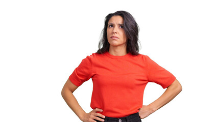 Woman thinking with a worried expression