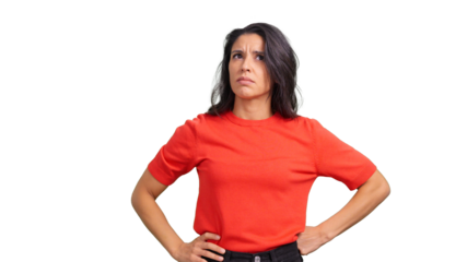 Woman thinking with a worried expression